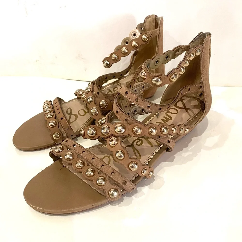 Sam Edelman Dustee‎ Gladiator Sandals 8.5 – Suede Studded Brown Boho Festival